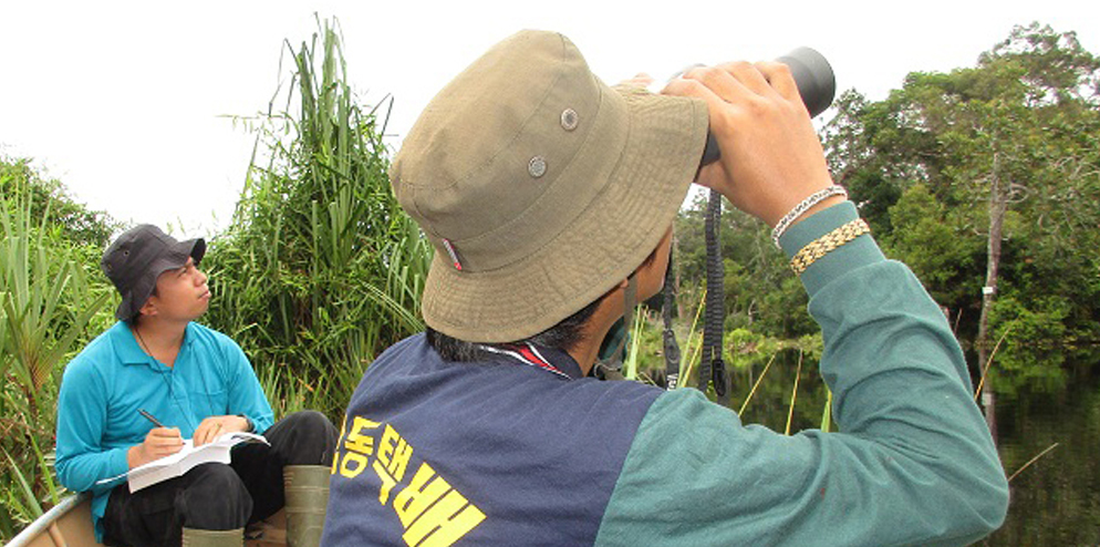 RER Team Members observing migrating birds.